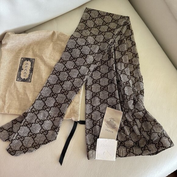 NEW Gucci Tights Brown GG Print Supreme Size L - Picture 3 of 9
